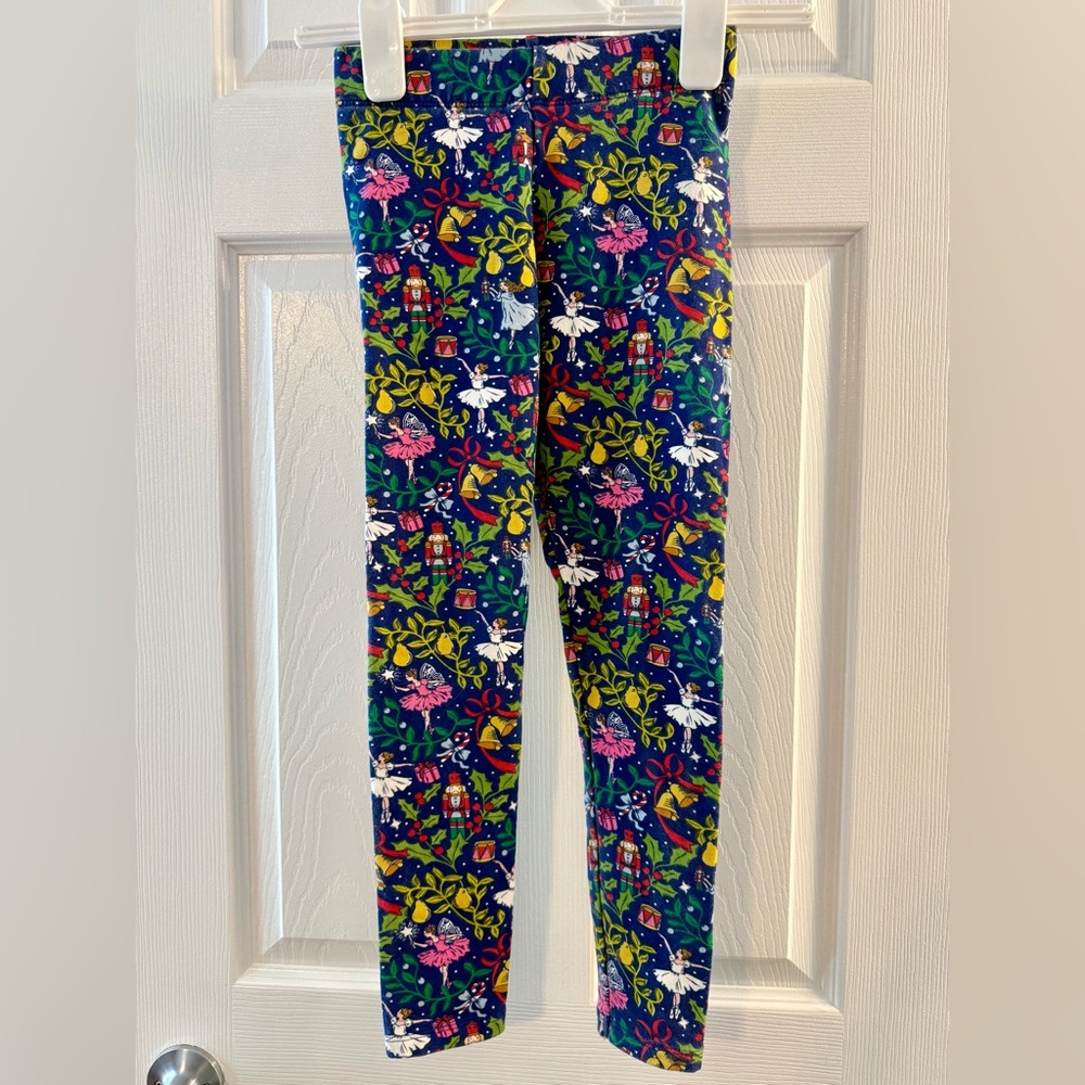 Mini Boden Blue Leggings with Holiday Print Size 8/9
